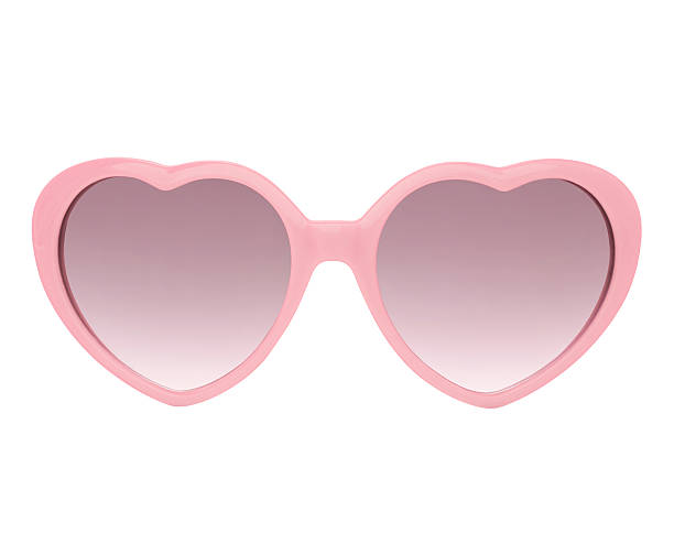 occhiali da sole rosa a forma di cuore con 2 (percorsi) - pink glasses foto e immagini stock