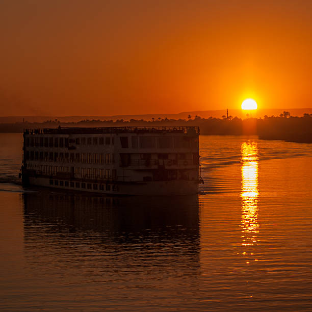 Aswan, Egypt - 27 Feb 2017: The boat on Nile river in Aswan, Egypt