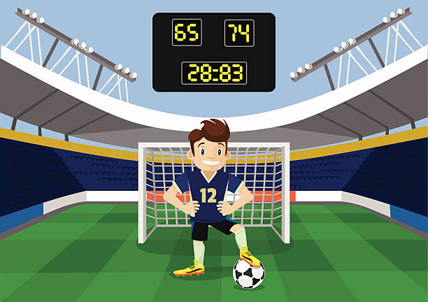 ilustrações, clipart, desenhos animados e ícones de ilustração em vetor plana de futebol - football field playing field goal post bleachers