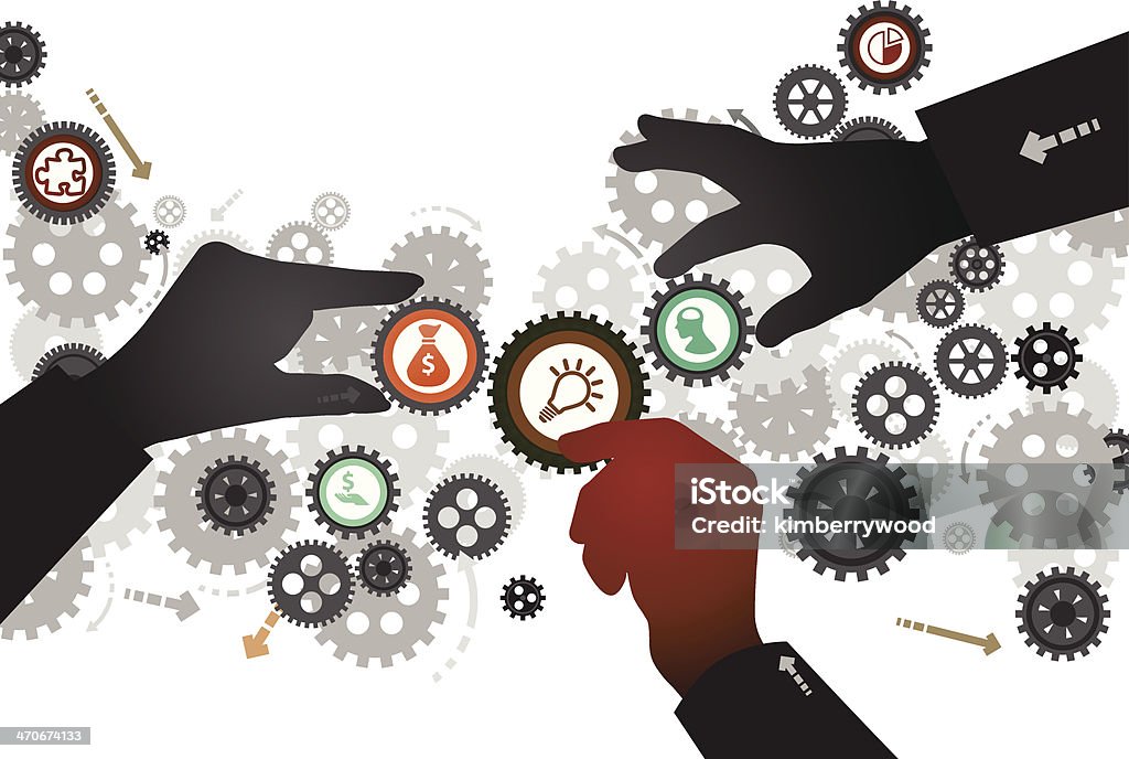 Intermediary Vector file of Silhouette Businessmen's hands complete solution by Third party Agreement stock vector