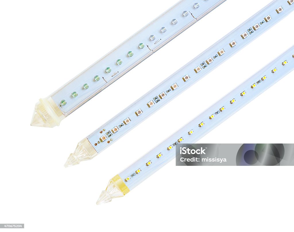 various types of LED inside fluorescent tube various types of LED inside fluorescent tube on white background 2015 Stock Photo