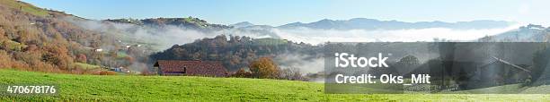 Foothills N The Fog Pays Basque Stock Photo - Download Image Now - Farm, Farmhouse, France