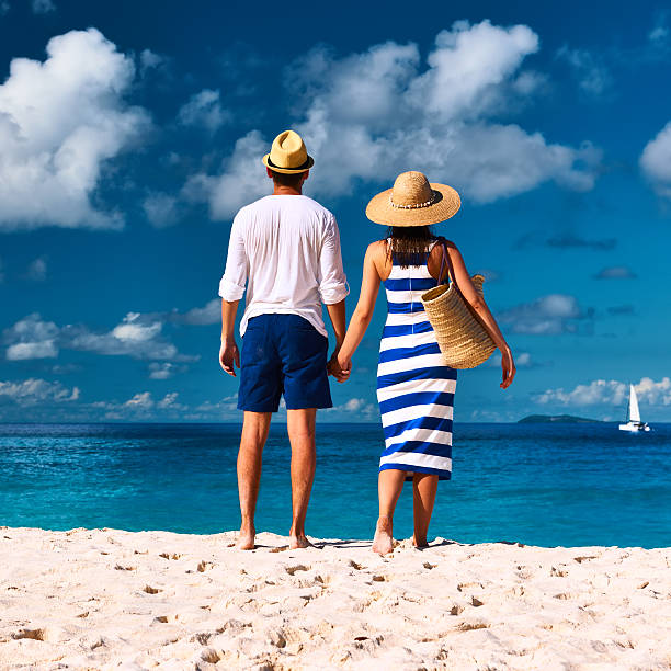 istock Couple on a beach at Seychelles 470680008