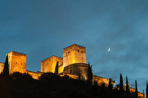 Alhambra in Granada at night. One of the new 7 wonders of the world