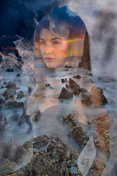istock Woman in fog and rocks 470691068