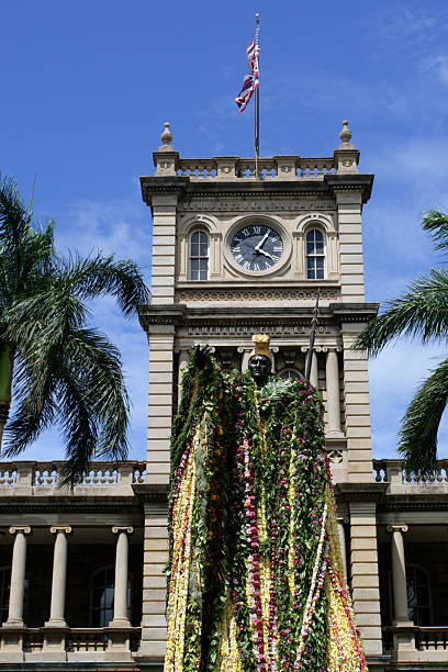 estátua do rei kamehameha, honolulu, havaí - conquerer imagens e fotografias de stock