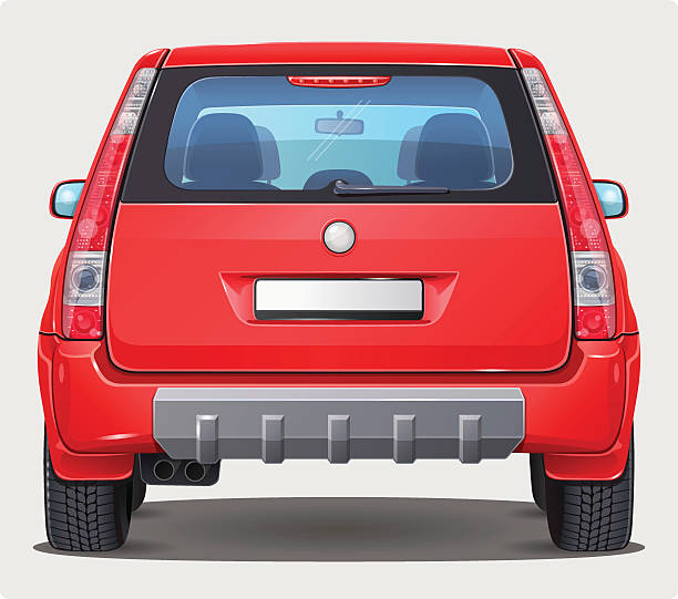 вектор автомобиль-вид сзади - car rear view behind car trunk stock illustrations