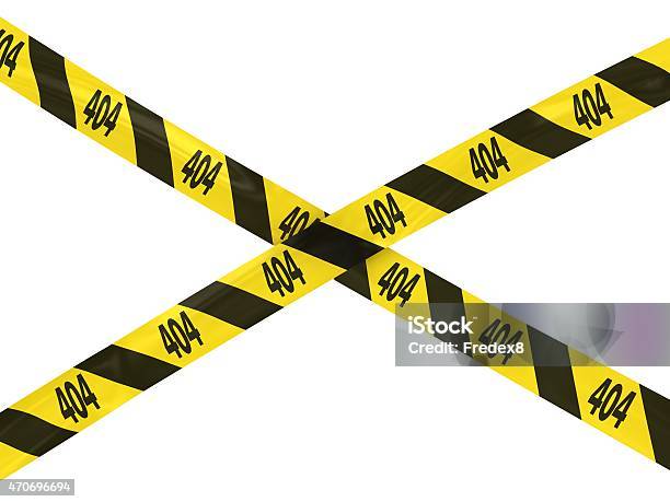 404 Page Not Found Barrier Tape Stock Photo - Download Image Now - 2015, Barricade, Barricade Tape