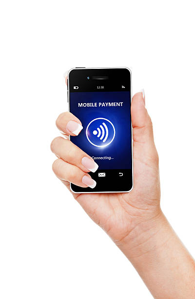 istock hand holding mobile phone with mobile payment over white 470698032