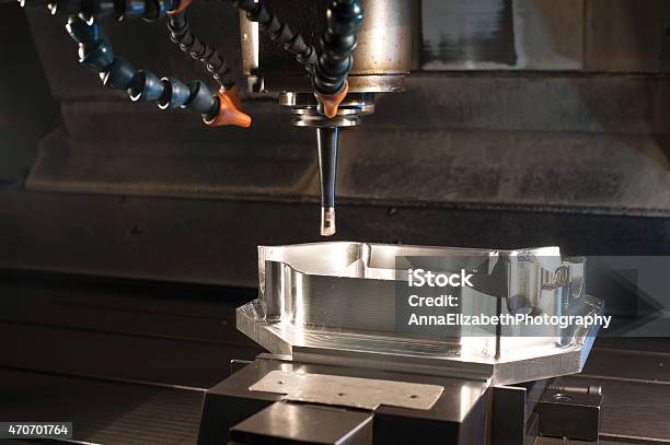 Industrial Metal Mold Blank Milling Cnc Technology Side View Stock Photo - Download Image Now