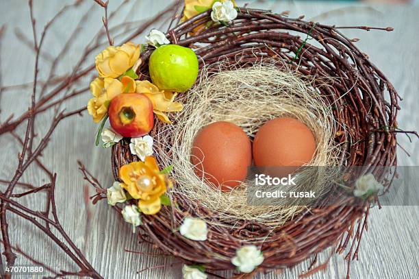 Eggs In Nest Stock Photo - Download Image Now - 2015, Animal Egg, Animal Nest