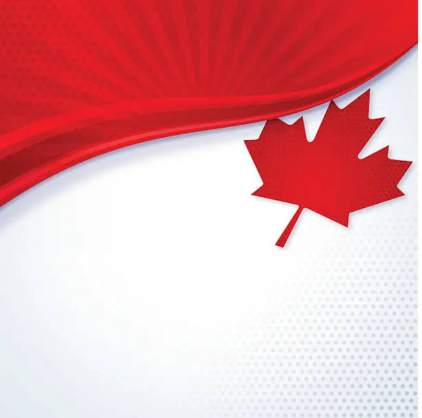 Vector illustration of Canadian themed red and white maple leaf