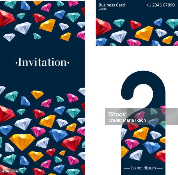 Invitation Card Warning Hanger And Business Card Stock Illustration - Download Image Now - 2015, Badge, Business Card