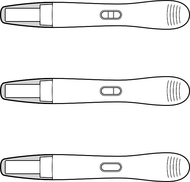 Pregnancy test results A line art illustration of 3  pregnancy tests with 3 different  results. family planning stock illustrations