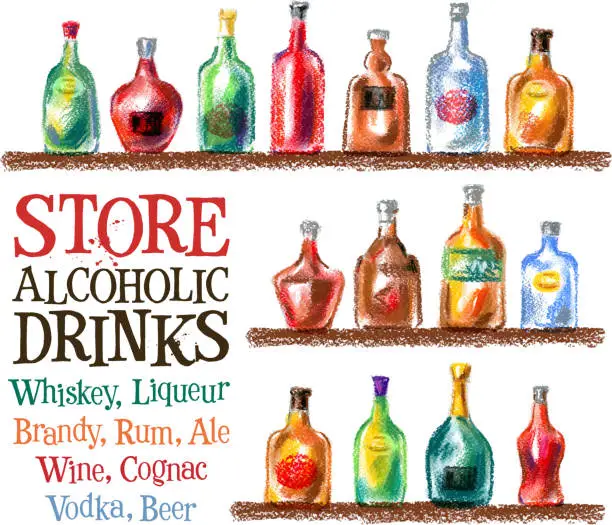 Vector illustration of drinks vector logo design template. whiskey, wine or vodka, cocktail