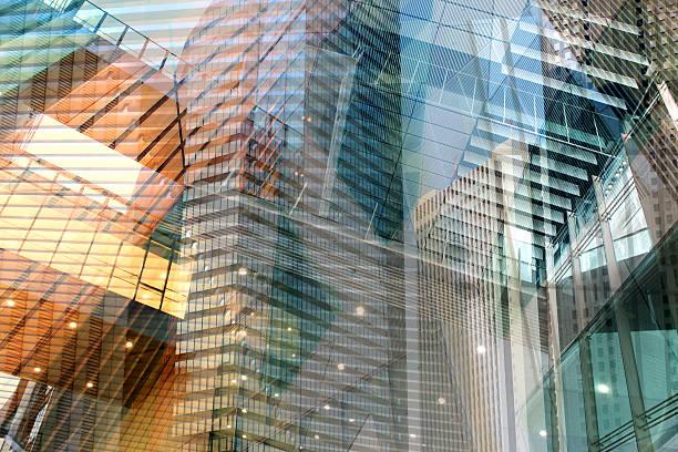 Artistic architecture background wih building and engineering details, multiple exposure