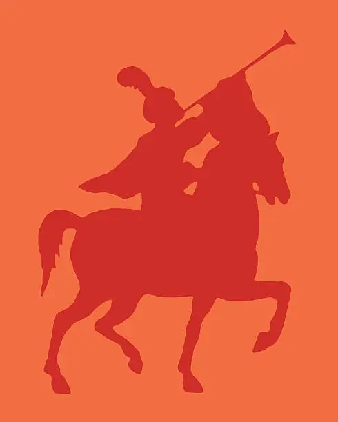 Vector illustration of Silhouette of Man on Horse