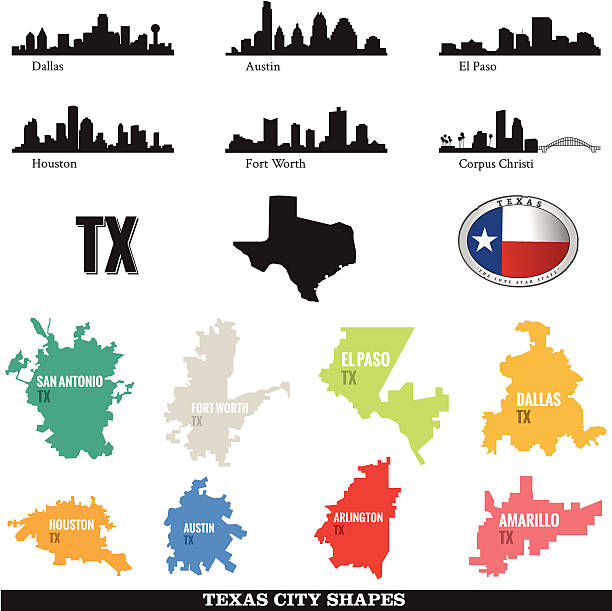 Texas Cityscapes and City shapes Texas Cityscapes and City shapes fort worth stock illustrations