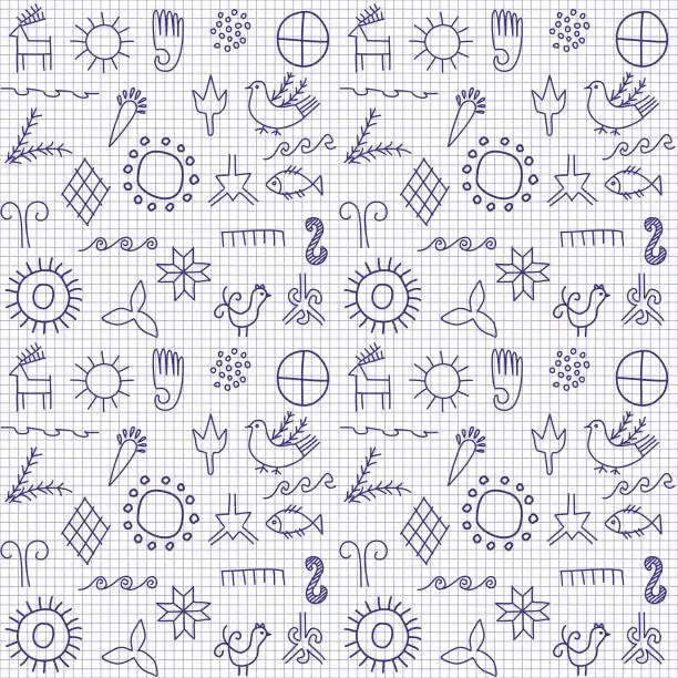 Vector illustration of A background with ancient symbols.