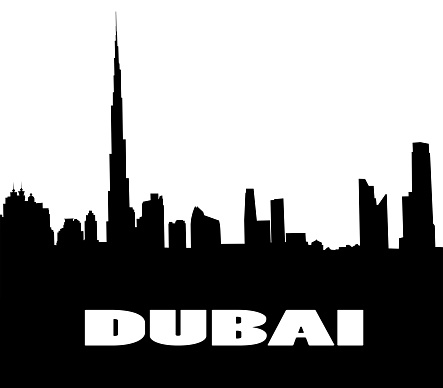  silhouette of the city  Dubai. UAE