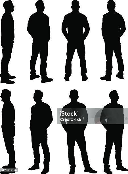 Casual Man Standing Stock Illustration - Download Image Now - In Silhouette, People, Men