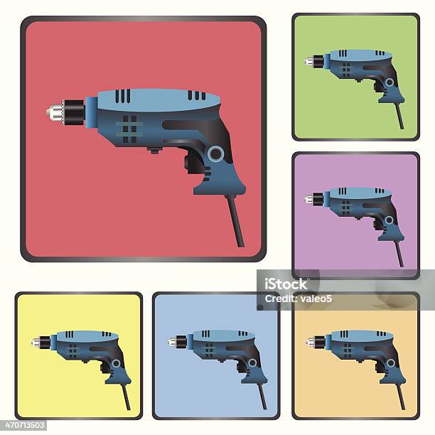 Icons Of Drill Stock Illustration - Download Image Now - Building - Activity, Chisel, Chuck - Drill Part