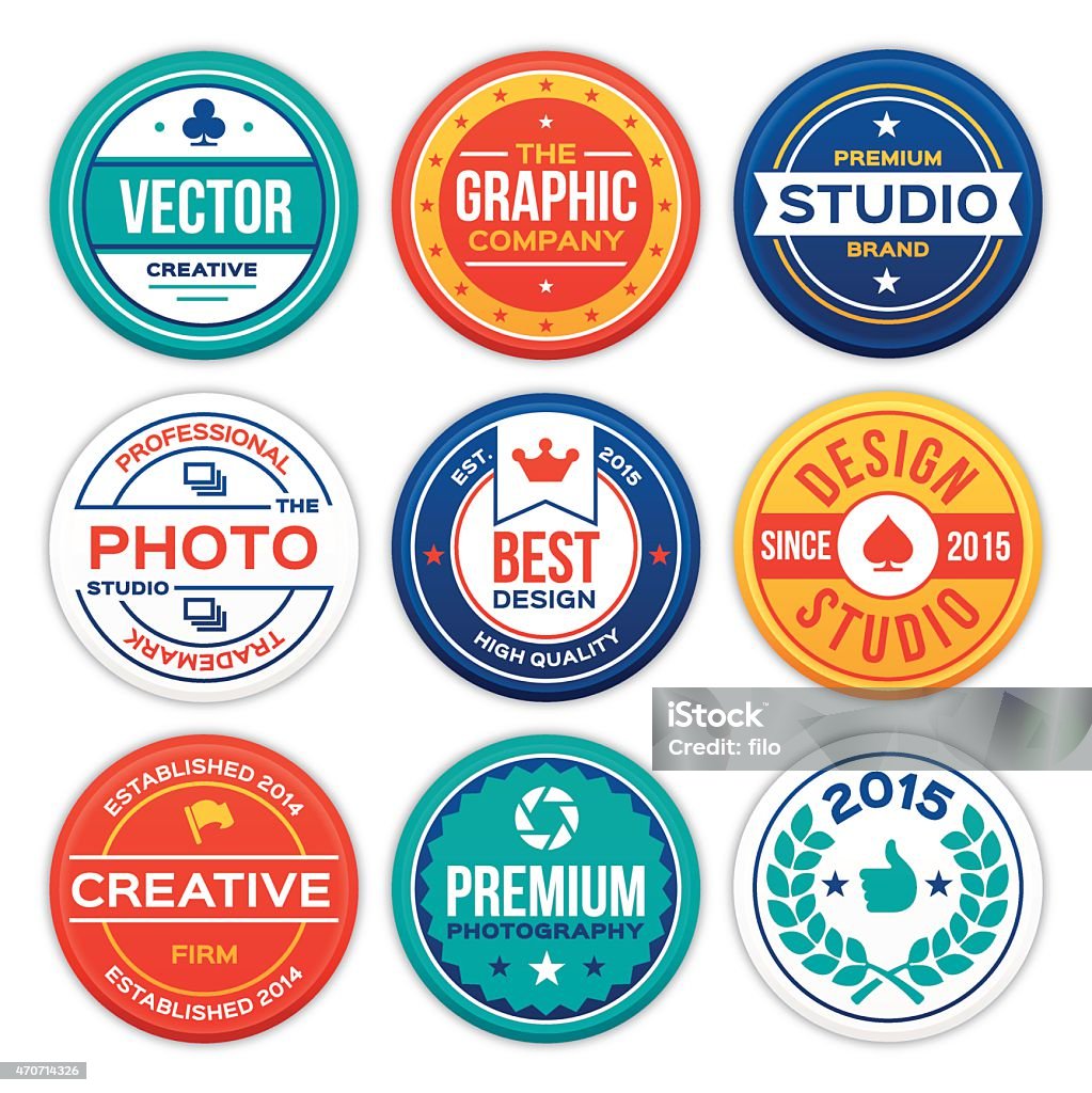 Company and Business Badges Company and business badge design elements with space for your content. EPS 10 file. Transparency effects used on highlight elements. Badge stock vector