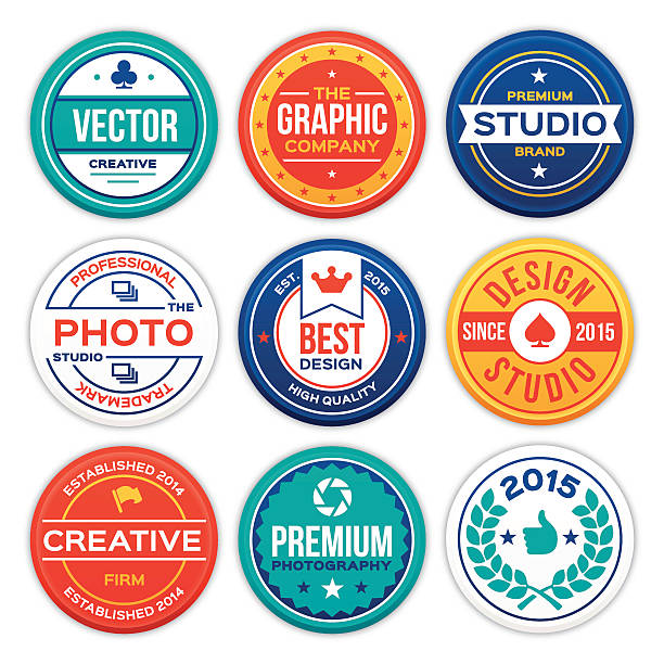 Company and Business Badges Company and business badge design elements with space for your content. EPS 10 file. Transparency effects used on highlight elements. badge photos stock illustrations