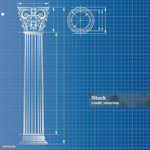 Column Blueprint Stock Illustration - Download Image Now - Blueprint, Plan - Document, Architecture