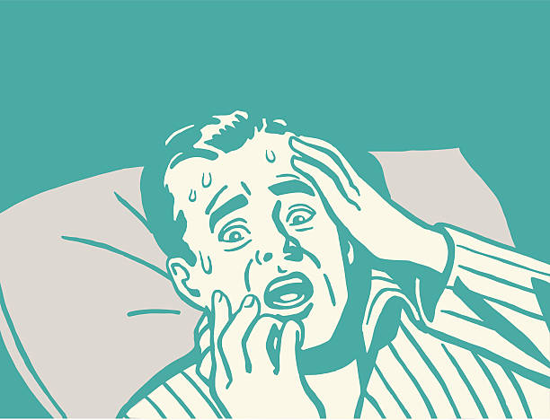 Frightened Man in Bed http://csaimages.com/images/istockprofile/csa_vector_dsp.jpg haunted house stock illustrations