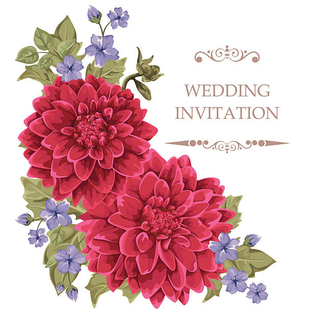 ilustraciones, imágenes clip art, dibujos animados e iconos de stock de flores de tarjeta de invitación de boda - chrysanthemum single flower flower textile