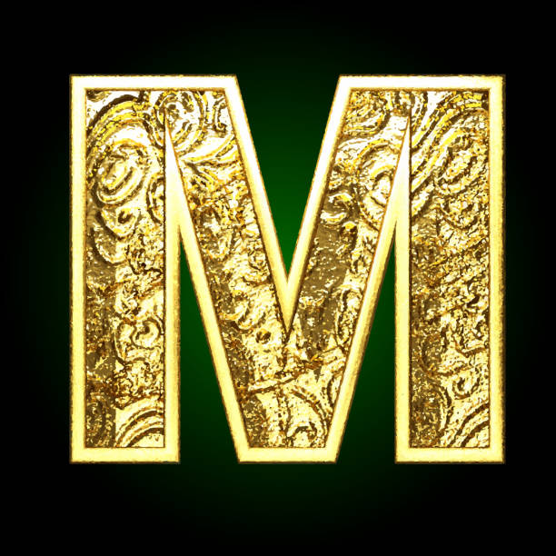 70+ Alphabet M Design Letter On Gold Metal Texture Stock Photos ...