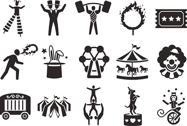 Stock Vector Illustration: Circus icons set 2 Circus and festival icons set Ring Of Fire stock illustrations