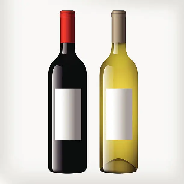 Vector illustration of Wine bottles - red and white wine