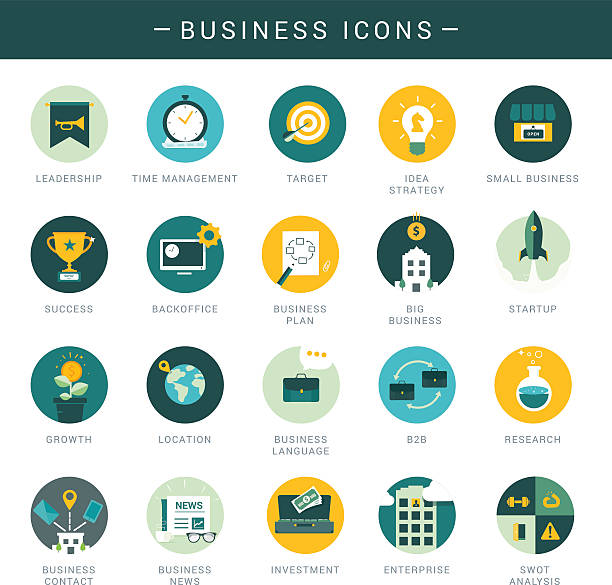 satz von modernen business-icons - back office stock-grafiken, -clipart, -cartoons und -symbole