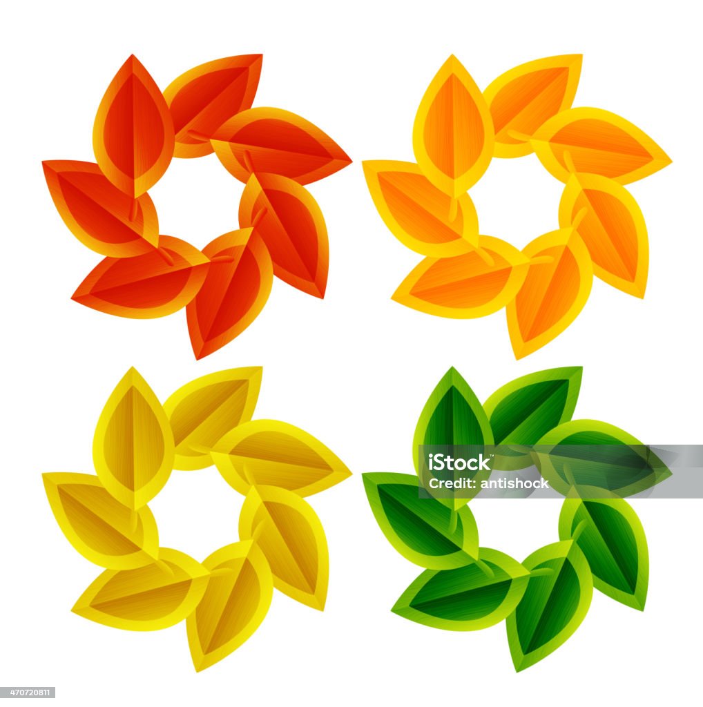 Vetor de folhas de outono em um círculo - Vetor de Amarelo royalty-free