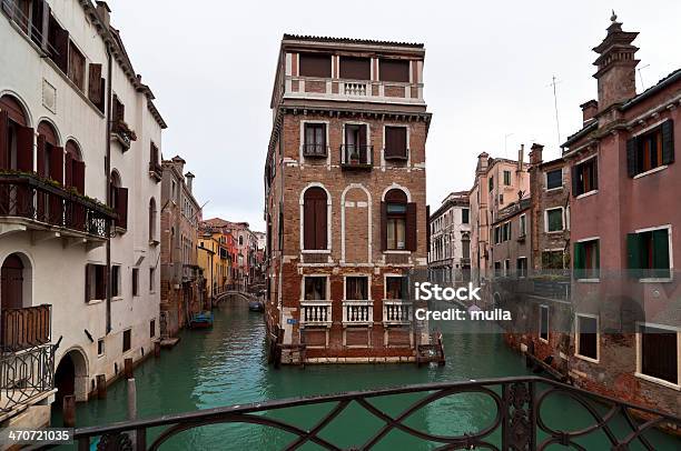 Venice Canals And Houses In Winter Day Stock Photo - Download Image Now - Bridge - Built Structure, Fence, Venice - Italy