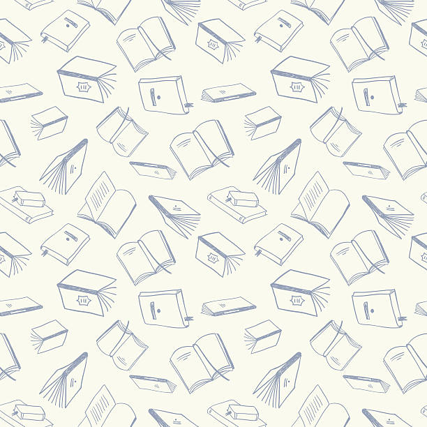books seamless pattern Hand drawn books  seamless background doodle stock illustrations