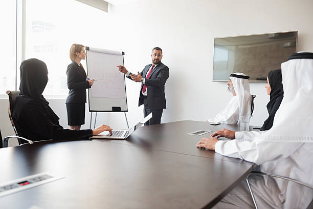 istock Middle Eastern business presentation to colleagues in office 470724648