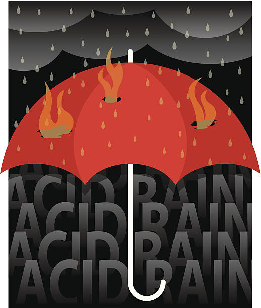 illustrazioni stock, clip art, cartoni animati e icone di tendenza di pioggia acida ombrello c - acid rain