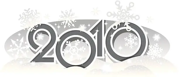 Vector illustration of Sign of 2010 Snowflakes