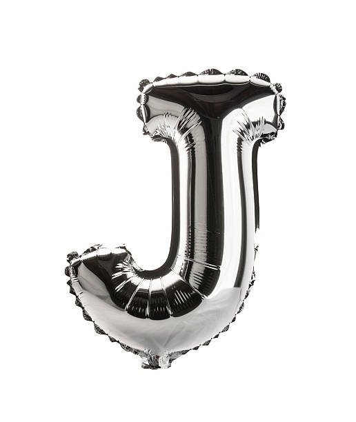 istock Chrome balloon font part of full set upper case , J 470728390