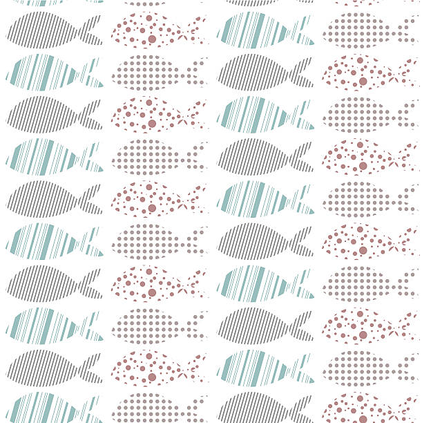 Vector textured fish pattern vector art illustration