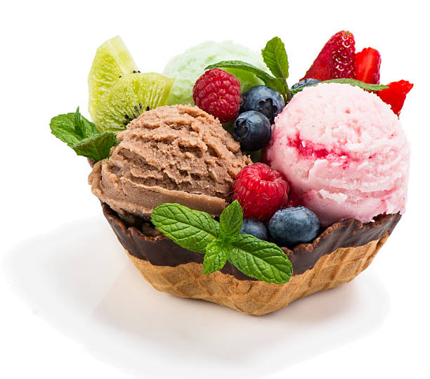 istock Berry and chocolate ice cream with fresh fruits 470731082