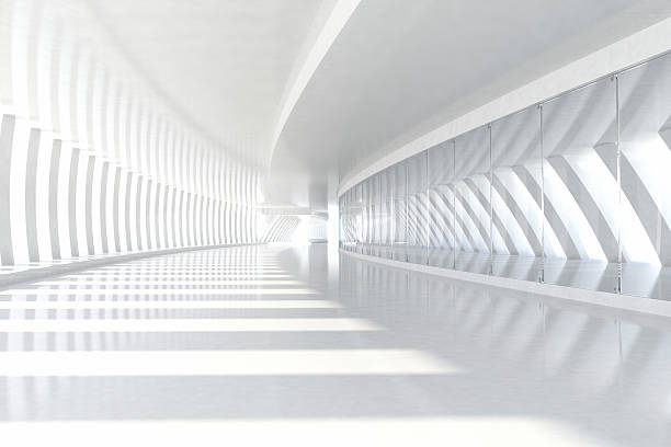 arrière-plan de l'architecture couloir vide avec colonnes blanches et de lumière du soleil - large file photos et images de collection