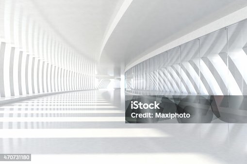 istock Abstract architecture empty corridor with white columns and sunlight 470731180
