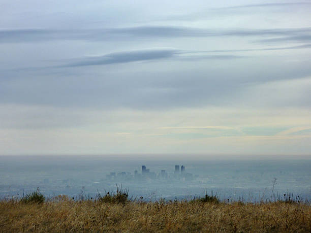 istock Skyscrapers poke through thick Denver pollution Colorado 470731192