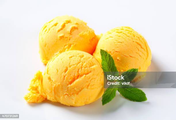 Scoops Of Mango Sorbet Stock Photo - Download Image Now - Mango Ice Cream, Ice Cream, Orange - Fruit
