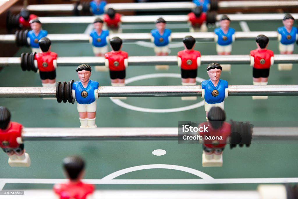 Foosball Close up shot of foosball players in a  foosball game. 2015 Stock Photo