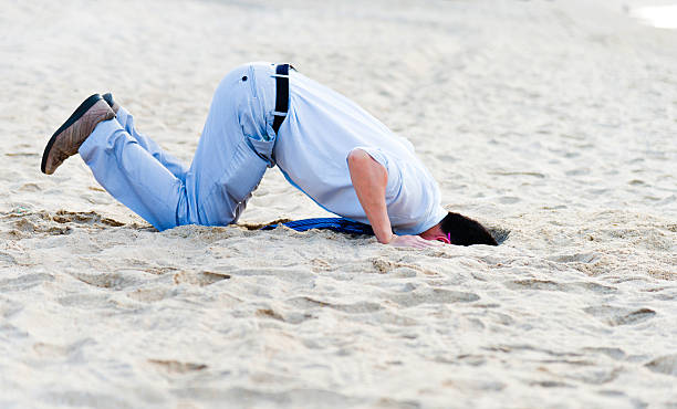 head in sand A businessman hiding head in sand. head in the sand stock pictures, royalty-free photos & images